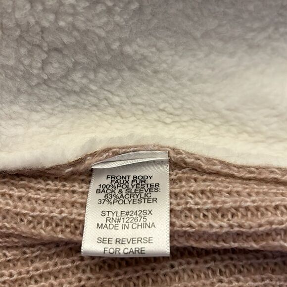 Lety & Me mauve and white mixed media open cardigan Size M New - Picture 8 of 9